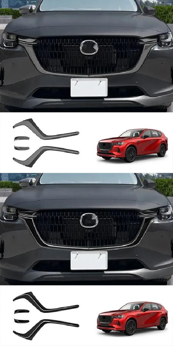 適用: マツダ CX60 CX 60 2022 2023 2024 ABS ブラック フロント バンパー レーシング グリル メッシュ グリル カバー トリム ABS カーボンファイバー・ABS ブラック SR-AA-0553 Exterior parts for cars