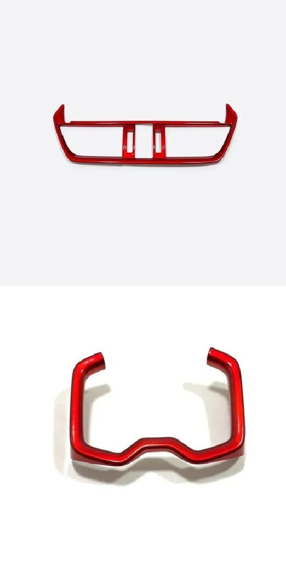 適用: トヨタ RAV4 2019 2020-2023 2024 ABS レッド インテリア アクセサリー コンソール ギア シフト パネル AC ウインドウ センター AC カバー・フロント ドリンクホルダー 2 SR-AA-0613 Interior parts for cars