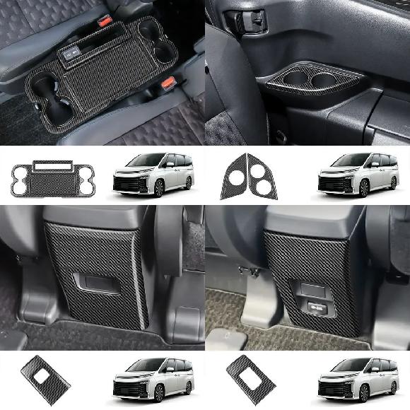 右ハンドル用 適用: トヨタ ヴォクシー 90シリーズ 2021 2022 2023 ABS カーボン インテリア アクセサリー ミドル ドリンクホルダー 2～リア AC アウトレット B モデル SR-AA-0654 Interior parts for cars