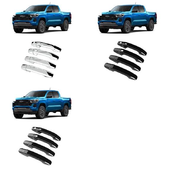 適用: シボレー/CHEVROLET コロラド 2024 2025 ABS クローム サイド ドア ハンドル カバー トリム リア トランク メンバー ボウル ABS クローム B～ABS カーボンファイバー B SR-AA-0680 Interior parts for cars