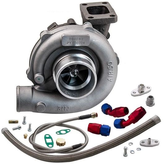 ユニバーサル T04E T3/T4 .57 A/R ターボ ターボチャージャー 400 + HP + オイル フィード リターン ライン SR-BB-2480 Car parts