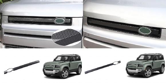 適用: ランドローバー/LAND ROVER ディフェンダー 2020-2023 ABS カーボン スタイル/マットブラック フロント グリル 装飾 トリム カバー カーボン グレイン・マットブラック SR-BB-5823 Exterior parts for cars