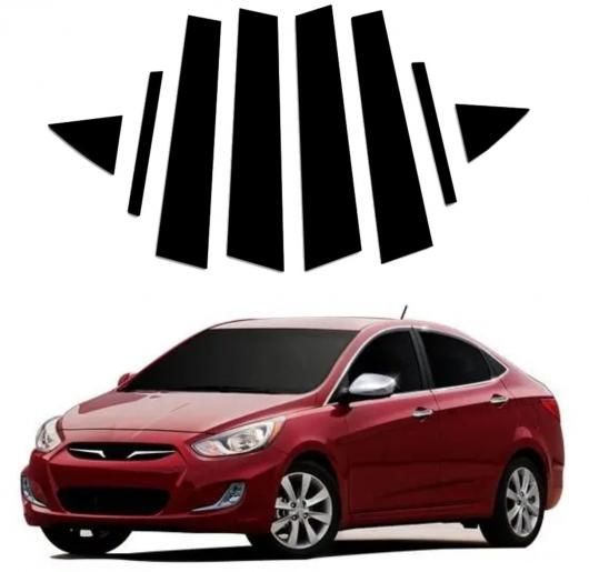 適用: ヒュンダイ/現代/HYUNDAI アクセント ソラリス セダン 2011-2018 ミラー エフェクト ウインドウ ドア ピラー ポスト カバー トリム 光沢ブラック ステッカー ブラック SR-BB-7293 Exterior parts for cars