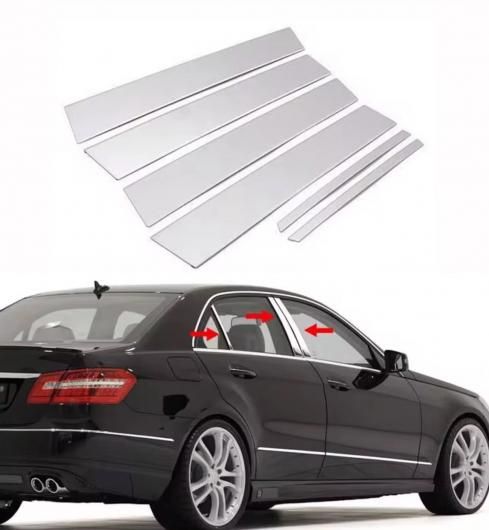 6ピース シルバー クローム メッキ ピラー ポスト 適用: ベンツ E-クラス W212 4-ドア セダン 2010-2016 ドア トリム デカール ステッカー シルバー SR-BB-7441 Exterior parts for cars
