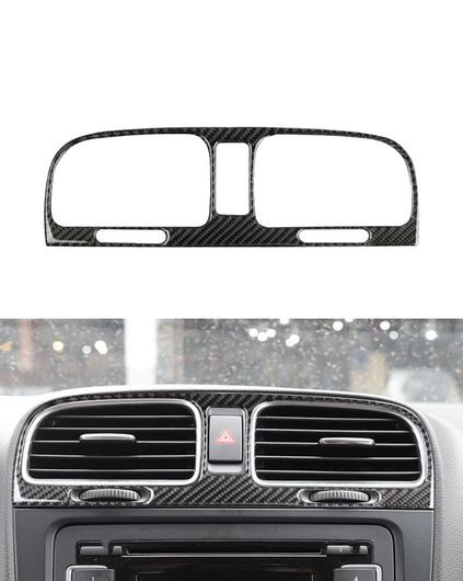 カーボン セントラル コントロール 通気口 ステッカー 適用: フォルクスワーゲン/VOLKSWAGEN ゴルフ 6 R MK6 08-12 粘着式 耐高温性 フィルム ブラック SR-BB-7633 Interior parts for cars