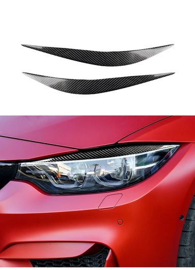 エクステリア アクセサリー ヘッドライト アイブロー 装飾 トリム カバー 適用: BMW F32 F33 F36 2012-2017/F80 M3 F82 F83 M4 2014-2016 カーボン調 SR-BB-8143 Exterior parts for cars
