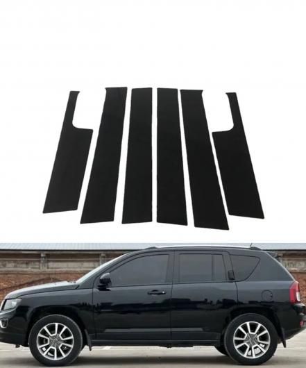 ピラー ポスト 適用: ジープ/JEEP コンパス 2007-2012 2013 2014 2015 ドア サイド ウインドウ 装飾 列 B C ステッカー カバー ブラック SR-BB-8164 Exterior parts for cars