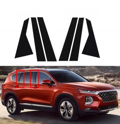 6ピース ピラー ポスト モールディング カバー 適用: ヒュンダイ/現代/HYUNDAI サンタフェ 2019 2020 2021 2022 ドア ウインドウ トリム ブラック SR-BB-8176 Exterior parts for cars