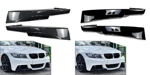 フロント バンパー リップ コーナー スプリッター スポイラー トリム 装飾 適用: BMW E90 E91 LCI Mテック 3 -シリーズ 2009 2010 2011 2012 2013 カーボン調・ピアノブラック SR-BB-8197 Exterior parts for cars