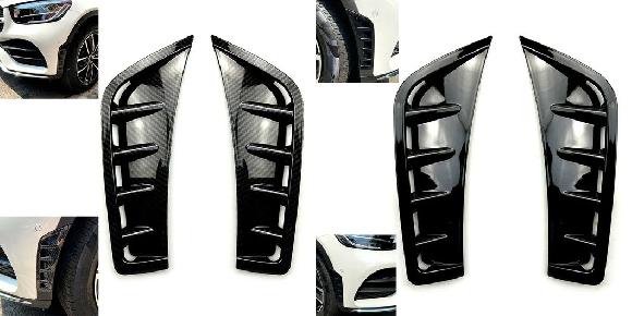 フロント ホイール 通気口 フード フェンダー 装飾 カバー トリム 適用: メルセデス-ベンツ GLC-クラス 2020 X253 GLC260 GLC300 カーボン調・ピアノブラック SR-BB-8198 Exterior parts for cars