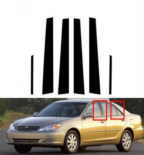 ピラー ポスト 適用: トヨタ カムリ XV30 2002 2003 2004 2005 2006 ドア サイド ウインドウ インテリア ステッカー カバー キット ブラック SR-BB-8450 Exterior parts for cars