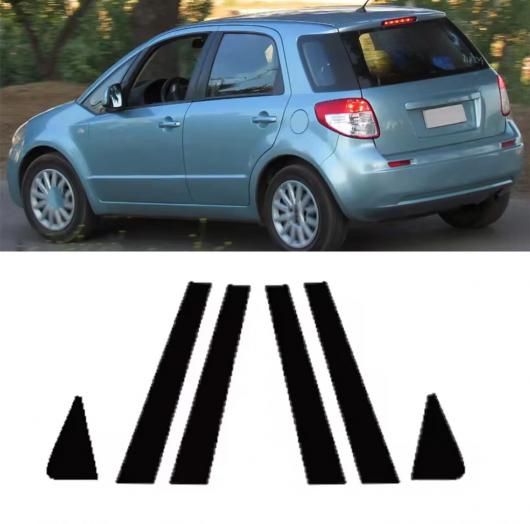 6ピース ピラー ポスト 適用: スズキ SX4 ハッチバック 2006-2011 2012 2013 ドア サイド ウインドウ トリム ステッカー カバー 装飾 ブラック SR-BB-8516 Exterior parts for cars