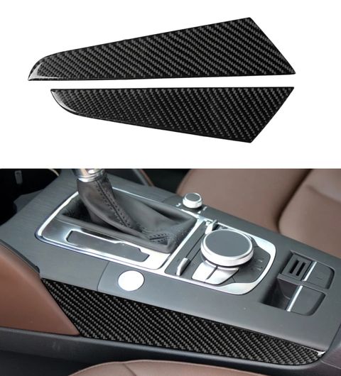カーボン ギア サイド パネル ステッカー トリム カバー デカール 適用: アウディ/AUDI A3 8V 2014 2015 2016 2017 2018 2019 ブラック SR-BB-8563 Interior parts for cars