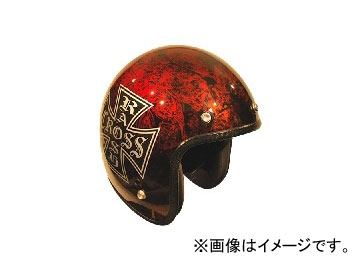 2輪 72JAM JET HELMET ジェットヘルメット JAM CUSTOM PAINTING RASH CROSS RD/BR JCP-15 JAN：4562286790274