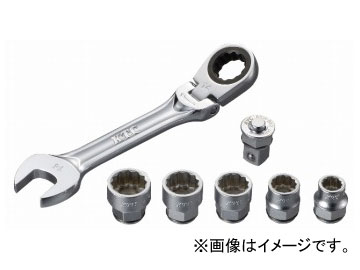 KTC ラチェットめがね用ソケット仕掛ける（9.5sq.運転角アダプター付） TBZ1407  Ratchet glasses socket set With drive angle adapter