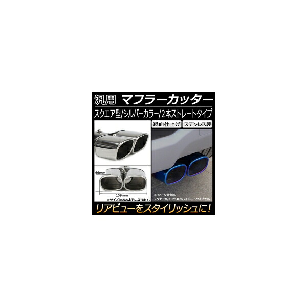 AP 汎用 マフラーカッター スクエア シルバー 2本出し ストレート AP-XT130 General purpose muffler cutter