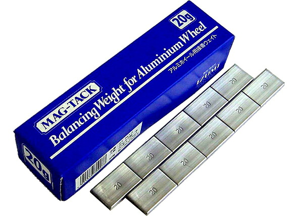 泉産業貿易 鉛製接着式バランスウェイト 板タイプ 20g 白テープ ST NO.9 入数：2KG入(5個&times;20本)&times;10箱 Lead adhesive balance weight｜オートパーツエージェンシー2号店