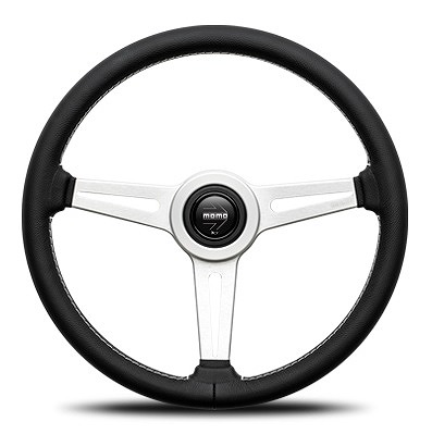 MOMO/モモ レトロ ステアリング ブラックレザー ホワイトステッチ 359mm R-30|オートパーツエージェンシー2号店
