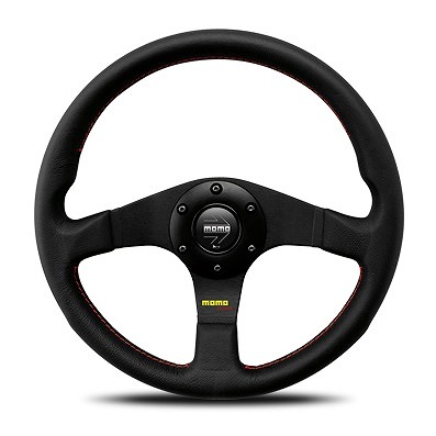 MOMO/モモ チューナー ステアリング ブラックレザー レッドステッチ 320mm T-13｜オートパーツエージェンシー2号店