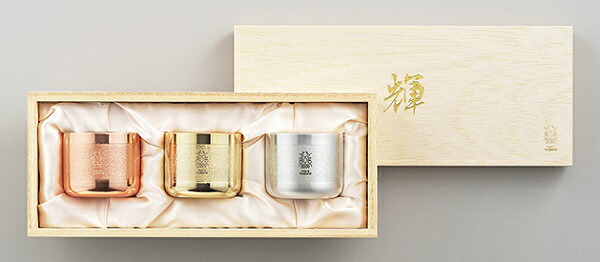 輝 純銅ぐい呑み 金・銀・銅 3pcセット KG-28(1001885) pure copper cup