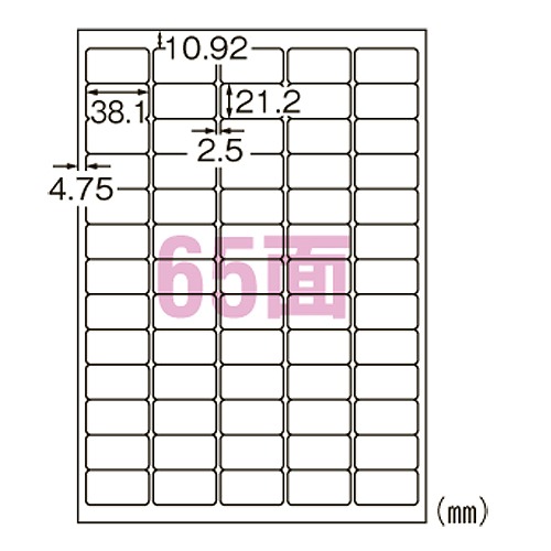 エーワン(A-one) プリンタ用ラベル A4 65面 四辺余白付角丸 L65AM500N(38785)  printer labels