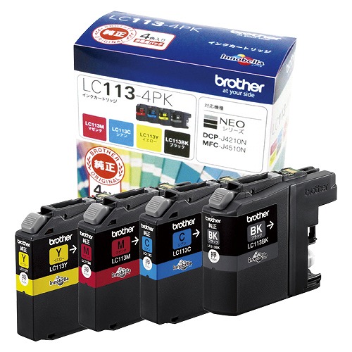 ブラザー工業 インキ薬莢 4色容器に並べる LC113-4PK(16419)  ink cartridge PCサプライ・消耗品-その他