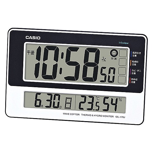 CASIO(カシオ) 電磁波周囲の状況掛置時計 白いこと IDL-170J-7JF(49496)  Radio environment wall clock パソコン・周辺機器-その他
