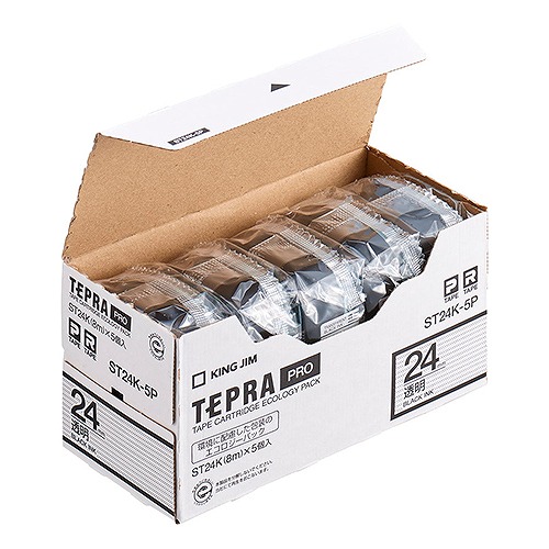 キングジム(Kingjim) テプラPRO テープカートリッジ 透明 入数：1箱(5個) ST24K-5P(60239) Tepra Tape Cartridge