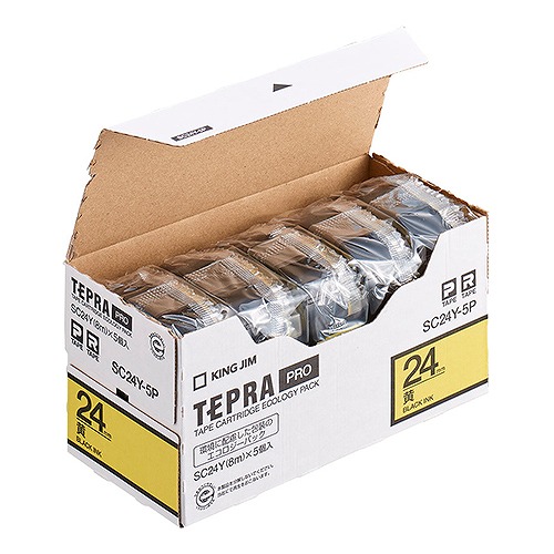 キングジム(Kingjim) テプラPRO テープカートリッジ 黄 入数：1箱(5個) SC24Y-5P(60241) Tepra Tape Cartridge