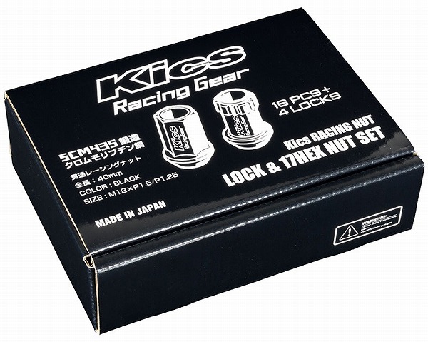 協永産業/KYO-EI Kics レーシングナット ブラック M12×P1.5 入数：1セット(ナット16個/ロック4個) KRN1BK Racing nut