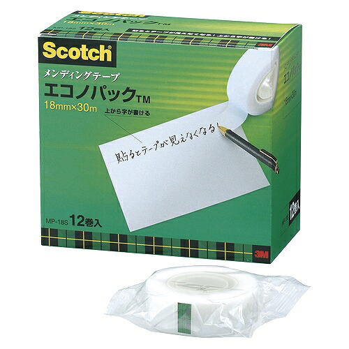 スリーエム(3M) スコッチ メンディングテープ エコノパック 18mm×30m 入数：1パック(12巻入) MP-18S(67769) scotch mending tape econo pack