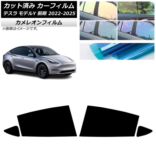 カーフィルム テスラ モデルY 前期 2022年06月～2025年02月 リアドアセット カメレオン 選べる3フィルムカラー AP-WFCM0504-RD Car film
