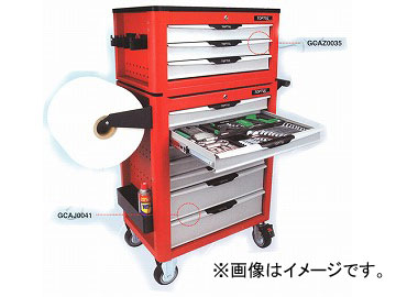 トップトゥル/TOPTUL プロフェッショナルメカニカルローラーキャビネットセット 引き出し7段 レッド 687&times;459&times;995mm GCAJ0041 Professional mechanical roller cabinet set drawer steps｜オートパーツエージェンシー2号店