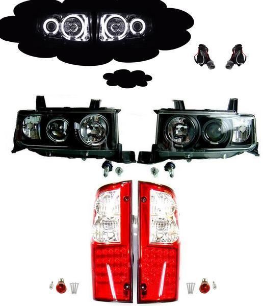 送料無料 bB オープンデッキ NCP34 CCFL プロジェクター ヘッドライト 黒 & LED テール SET|AUTO PARTS JAPAN