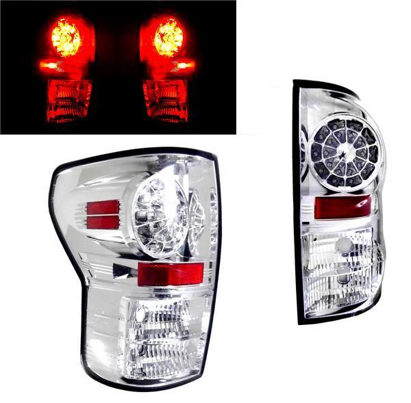 送料無料 トヨタ タンドラ 2WD / 4WD インナークロームメッキ LEDクリアテールランプ 左右セット テールライト サイド キャンセラー内蔵
