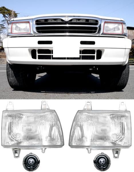 送料無料 マツダ プロシード キャブプラス / マービー クリアフロントヘッドライト UF66M UVL6R UV56R 後期 ヘッドランプ ガラス製 左右SET｜AUTO PARTS JAPAN