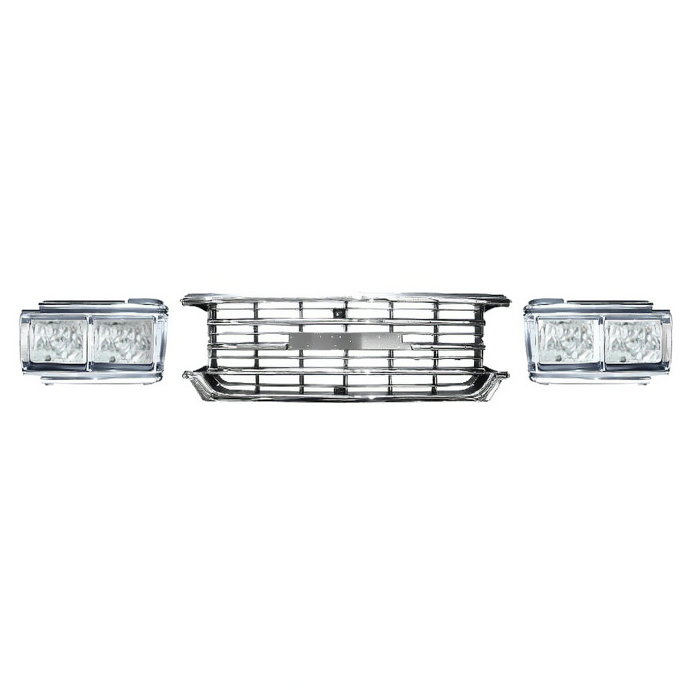 ランクル 60 61 62 メッキ グリル ベゼル 角目 4灯 ヘッドライト コーナーランプ HJ60V HJ61V FJ62V FJ62G SET トヨタ 角灯