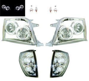 送料無料 ランクル プラド90 95 LEDイカリングヘッドランプ&コーナーランプSET 爆光NEW　LED