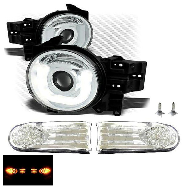 トヨタ FJクルーザー 特注日本光軸 LED インナークローム ヘッドライト & ウィンカー 左右セット ヘッドランプ コーナーランプ