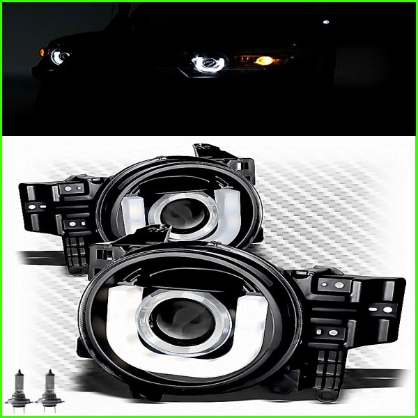 送料無料 トヨタ FJクルーザー インナーブラック LEDファイバー プロジェクター フロント ヘッドライト 左右セット ヘッドランプ 日本光軸