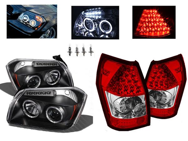 送料無料 ダッジ マグナム 日本光軸 インナー ブラック LEDイカリングプロジェクター ヘッドライト & LEDコンビテールランプ テールライト 42,978円