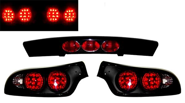 送料無料 マツダ RX7 RX-7 -03y リア ブラック LED テール ランプ & ガーニッシュ リア ゲート SET|AUTO PARTS JAPAN