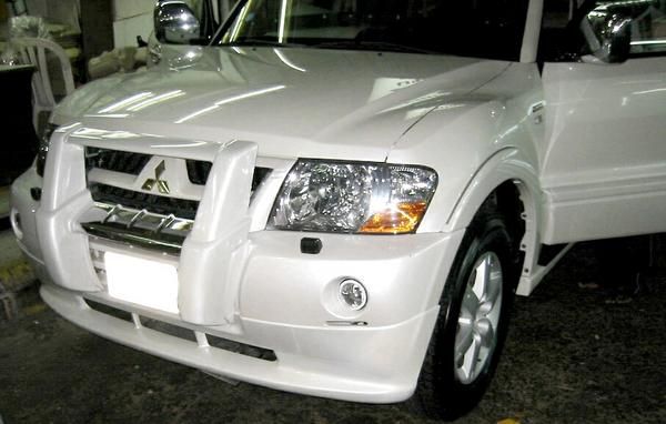 送料無料 三菱 パジェロ V63W フロントバンパー スポイラー エアロ 02年9月-06年9月まで ハーフスポイラー ダウンスポイラー V60 V70 系 アンダーエアロ アンダーエプロン