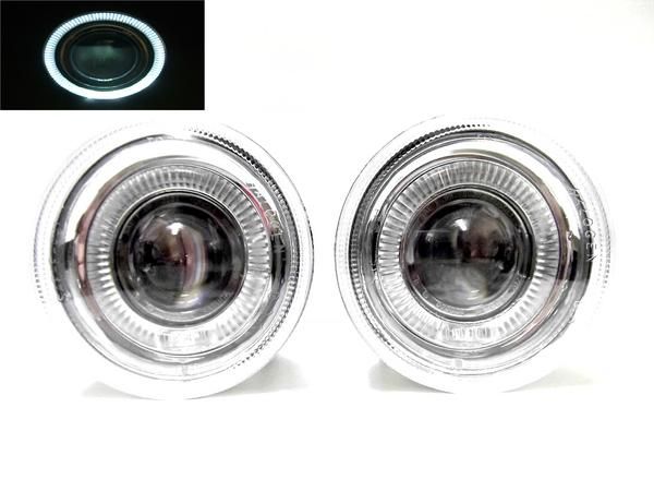 送料無料 汎用 LED ホワイトイカリング　プロジェクター フォグランプ 左右SET 台湾製｜AUTO PARTS JAPAN