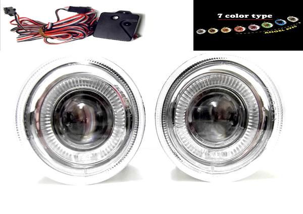 送料無料 汎用 7色 LED イカリング プロジェクター フォグ レインボー 左右SET 台湾製