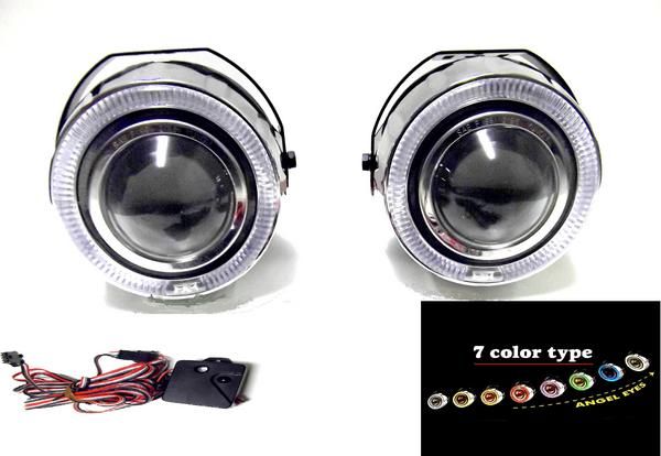 送料無料 汎用 流用 7色 LED イカリング プロジェクター フォグ ランプ レインボー 左右SET フォグランプ フォグライト 120mm×105mm×160mm 台湾製