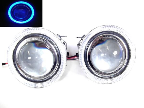 送料無料 汎用 LED ブルー イカリング プロジェクター フォグランプ 左右SET 台湾製