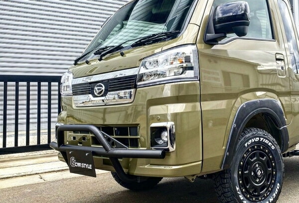 カースタイル ハイゼット500系 フロントバンパーガード タイプ2 ブラックスキッドプレート付