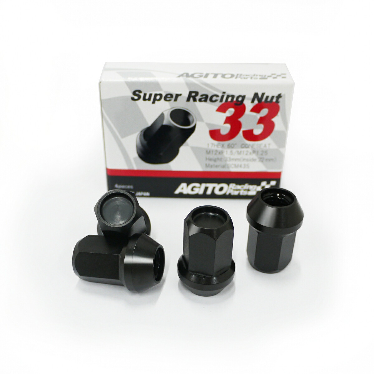アギト AGITO Super Racing Nut L33 非貫通レーシングナット(クロムモリブデン鋼)M12xP1.25 20本