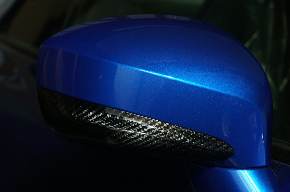 当社塗装品 アールエスダブリュー R35 GT-R (2007/10-2016/06) RSW カーボンドアミラーアンダーパネル 綾織ブラックカーボン クリア塗装仕上げ